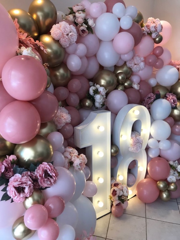 Balloon Backdrop With Lights Number | Services | , Barbeque Downs ...